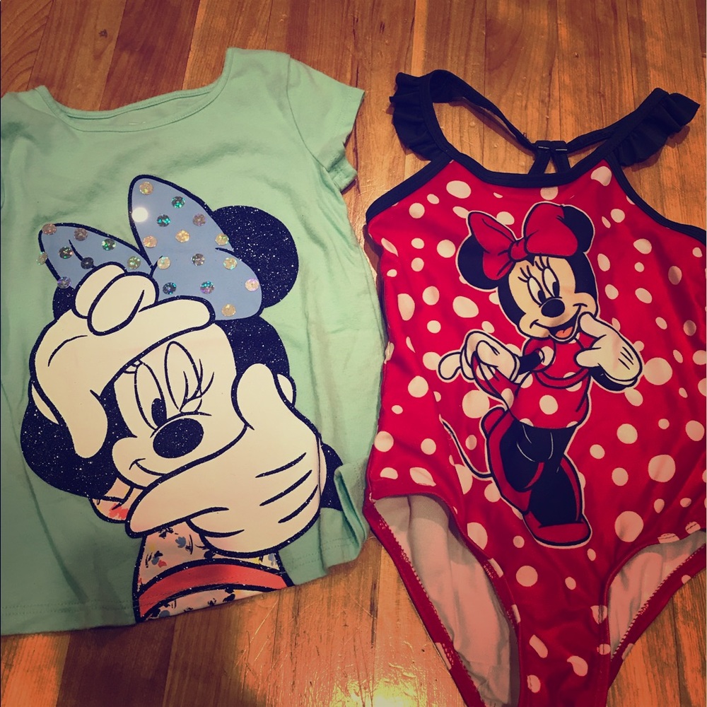 3t MINNIE bathing suit and tee Disney